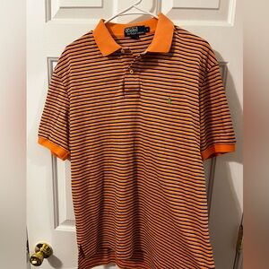 Vintage Ralph Lauren Orange and Black Striped Polo Shirt